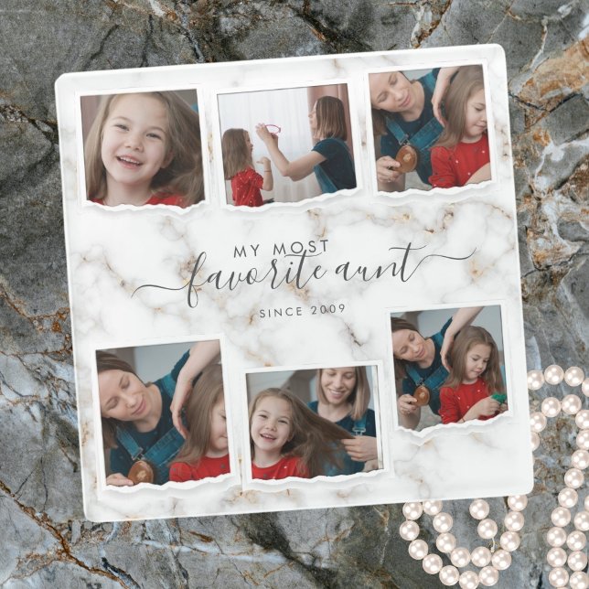 6 Six Foto Collage Aunty Moderne Elegante Familie Glasuntersetzer (Von Creator hochgeladen)