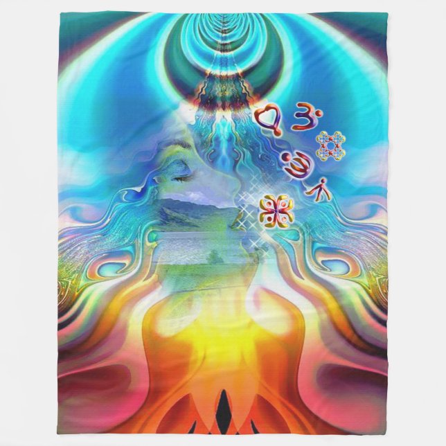 6 Sprache der Chakra-Symbole Fleecedecke (Vorderseite)