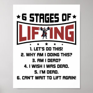 6 Stadien des Gewichthebens Bodybuilding Fitnessst Poster