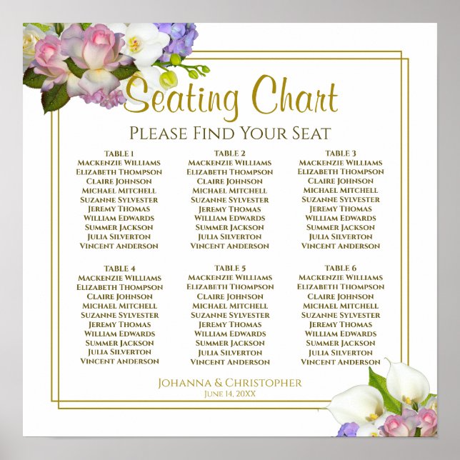 6 Tabelle BlumenpastellFrühjahrsübersicht Poster (Vorne)