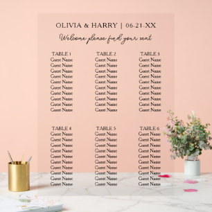 6 Tabelle Einfache Minimalistische Hochzeitskarte Acrylschild