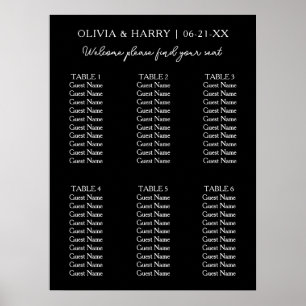 6 Tabelle   Elegante moderne Hochzeitssitzkarte Poster