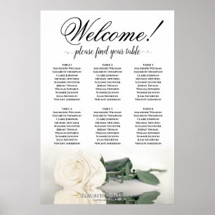 6 Tabelle Elegantes White Rose Hochzeitstabelle Poster