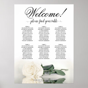 6 Tabelle Elegantes White Rose Hochzeitstabelle Poster