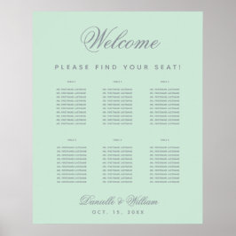 6 Tabelle Minze grün graue Hochzeitskarte Poster