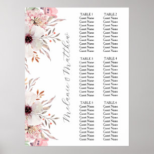6 Tabelle   Rustic Boho Floral Wedding Chart Poster