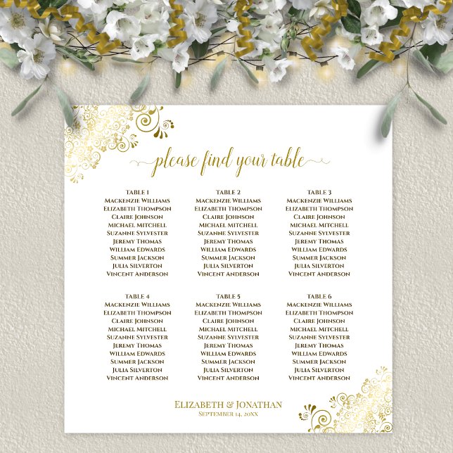 6 Tableau Mariage Plafonds en or sur blanc (In Situ on Wall with Decorations)
