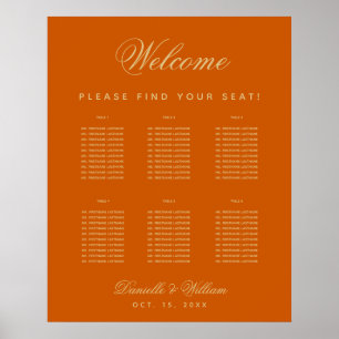 6 Tafelbänder Orange einfache Hochzeitsstift Poster