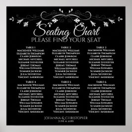 6 Tafelchic Silver & Black Wedding Seekarte Poster