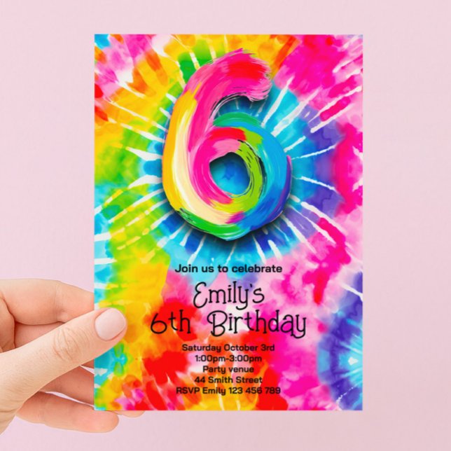 6. Tie Dye Geburtstag Einladung (Von Creator hochgeladen)