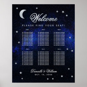 6 Tisch Himmelhochzeit Sterne Mond Sitzplan Poster