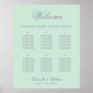 6 Tisch Mint Grün Grau Hochzeit Sitzplan Poster