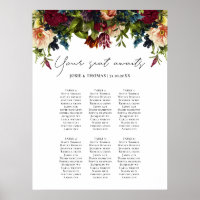 6-Tisch-Moody Floral Burgund Hochzeitsplaner