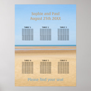 6-Tisch-Strand-Hochzeits-Sitzplan Poster