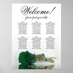 6 Tische Elegante Smaragdgrüne Rosen Sitzordnung Poster