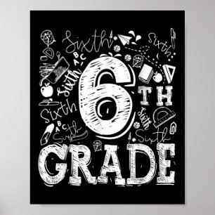 6. Typografie-Team Kinder Lehrerin zurück Poster