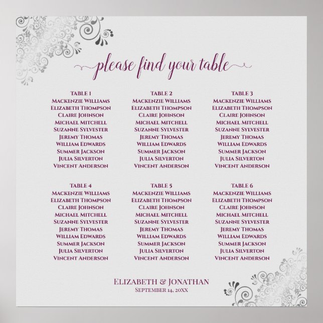 6 Übersicht über Lila und graue Hochzeitstiege Poster (Vorne)