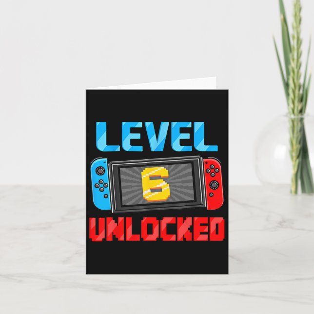 6 Unverriegelter Gamer 6. Geburtstag Geschenk Vide Karte (Vorderseite)