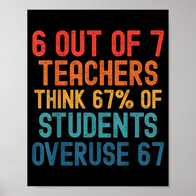 6 von 7 Lehrern Six Seven Meme Schüler überbeanspr Poster (Vorne)
