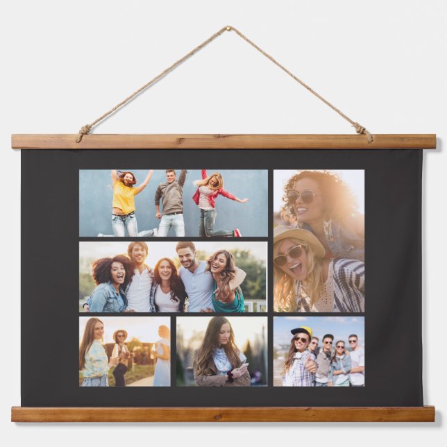 6 Vorlage für FotoCollage personalisieren Wandteppich Mit Holzrahmen (Vorne)