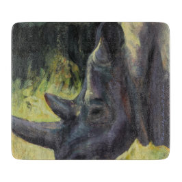 6" x 7" Glasschneidenbrett mit Nashornbild Schneidebrett