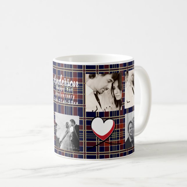 6 x FOTO COLLAGE Wedding-Anniversary-Vow-Erneuerun Kaffeetasse (VorderseiteRechts)