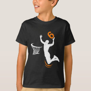 6 Year Old Basketball Dunk 6th Birthday Party Boys T-Shirt
