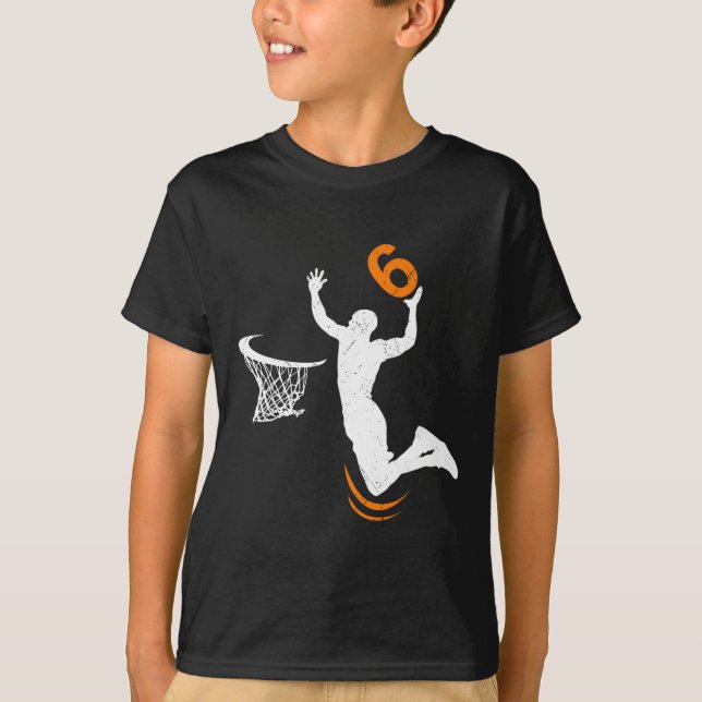 6 Year Old Basketball Dunk 6th Birthday Party Boys T-Shirt (Vorderseite)
