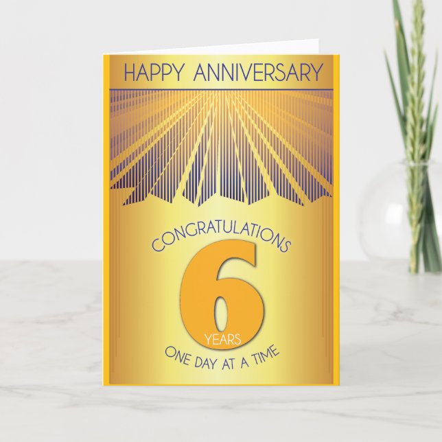 6 Year Sober Anniversary | Golden Ray 12 Step  Karte (Vorderseite)