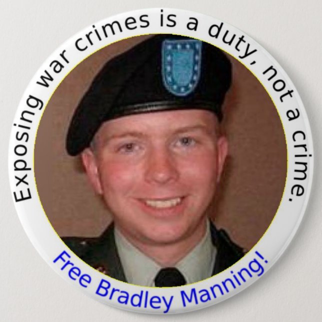 6 Zoll freier BradleyManning Knopf Button (Vorderseite)