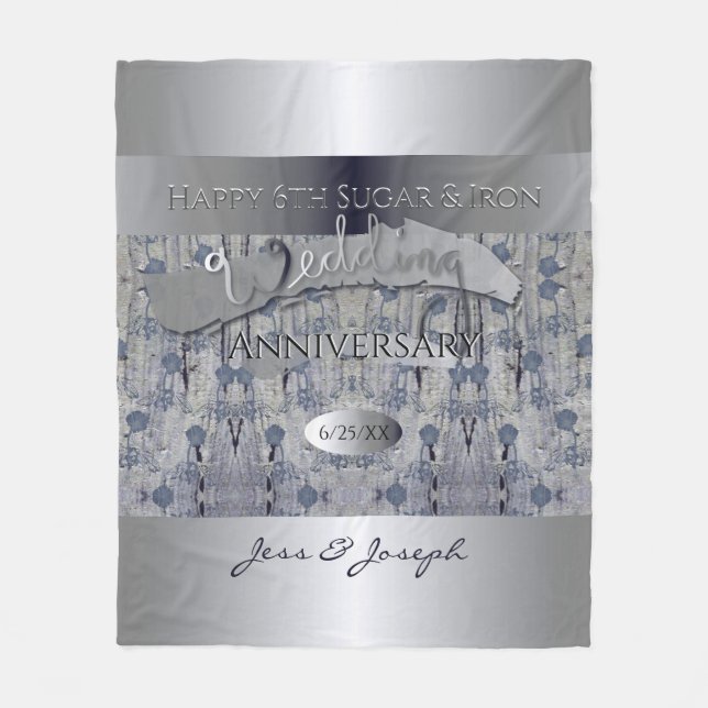 6. Zucker und Eisen Hochzeitstag Fleece Blanket (Vorderseite)