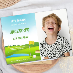 6e anniversaire Golf Invitations avec photo