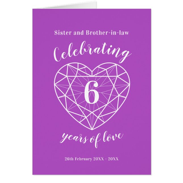6e anniversaire mariage améthyste carte personnali (Devant)