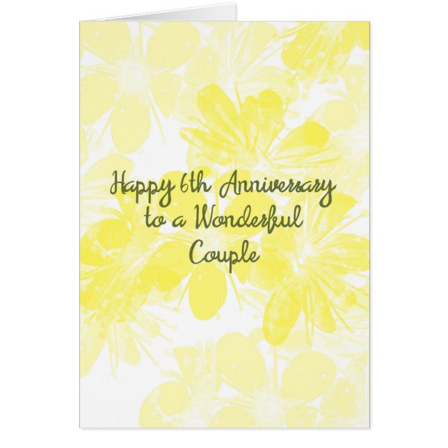 6e anniversaire Mariage Carte Fleurs Jaunes (Devant)