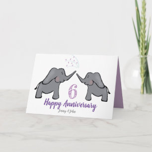 6e anniversaire mariage de fer carte d'éléphant mi