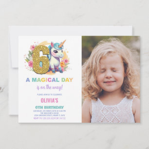 6e anniversaire Unicorn Anniversaire Invitations p