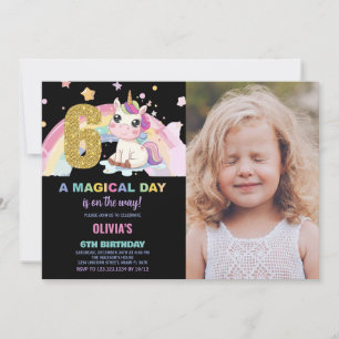 6e anniversaire Unicorn Anniversaire Invitations p