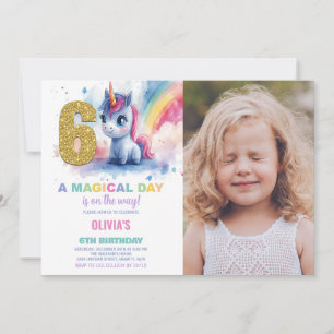 6e anniversaire Unicorn Anniversaire Invitations p