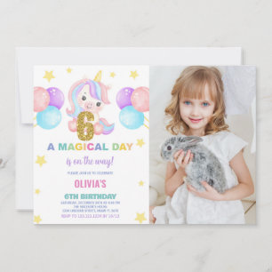 6e anniversaire Unicorn Anniversaire Invitations p
