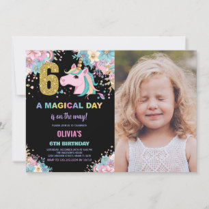 6e anniversaire Unicorn Anniversaire Invitations p
