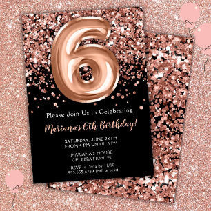 6e Invitation anniversaire Rose noir Parties scint