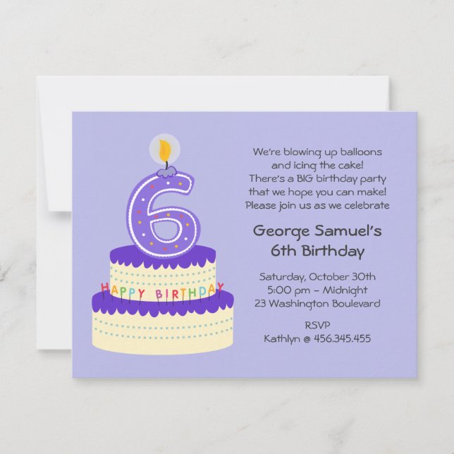 6e Invitation au gâteau d'anniversaire Lavender (Devant)