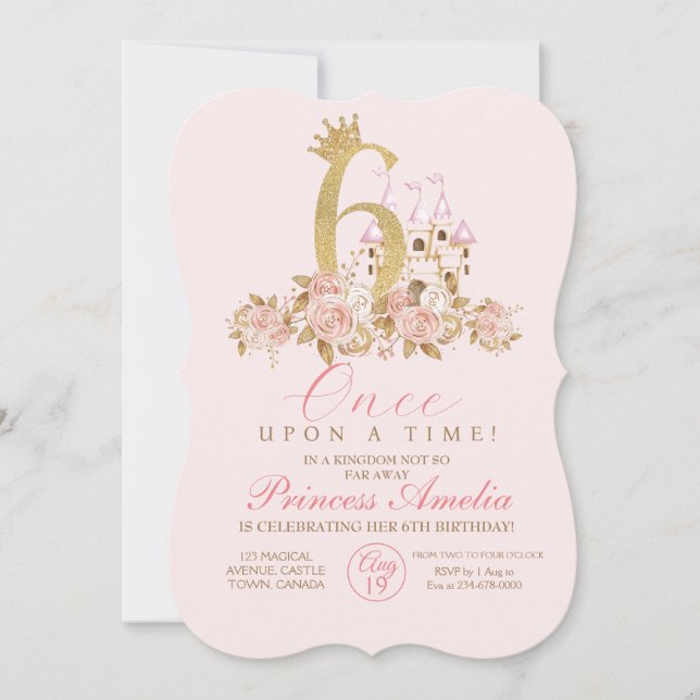 6e Invitation d'anniversaire de la petite princess (Devant)