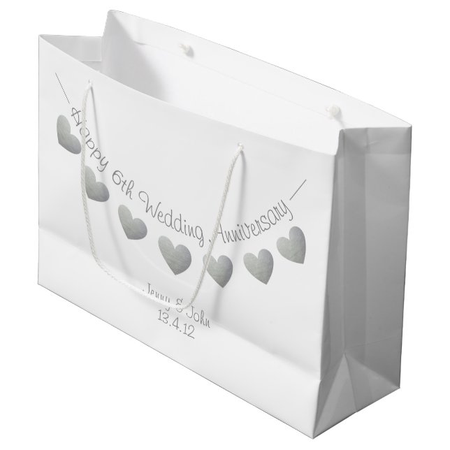 6e Mariage de fer Anniversaire sac cadeau (Devant Angle)