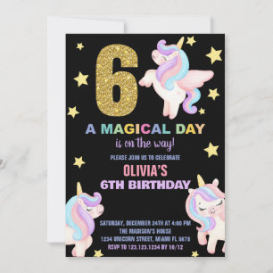 6e Rainbow Unicorn Invitations Anniversaire Vol