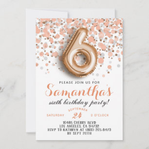 6ème Rose Gold Birthday Invitation