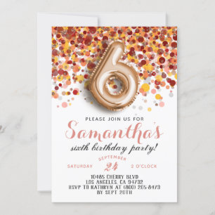 6ème Rose Gold Birthday Invitation