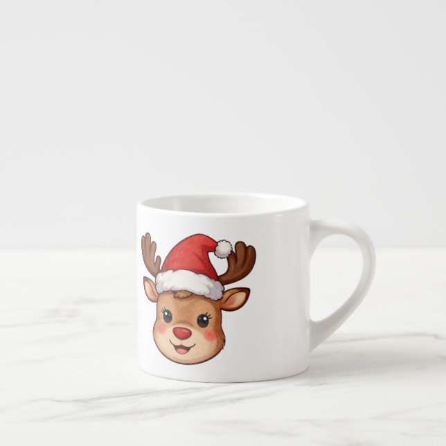  6oz Mini Reindeer Latte Mug with Festive Santa Ha Espressotasse (Rechts)