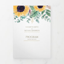 6pg Tournesols rustiques Programme de mariage à th