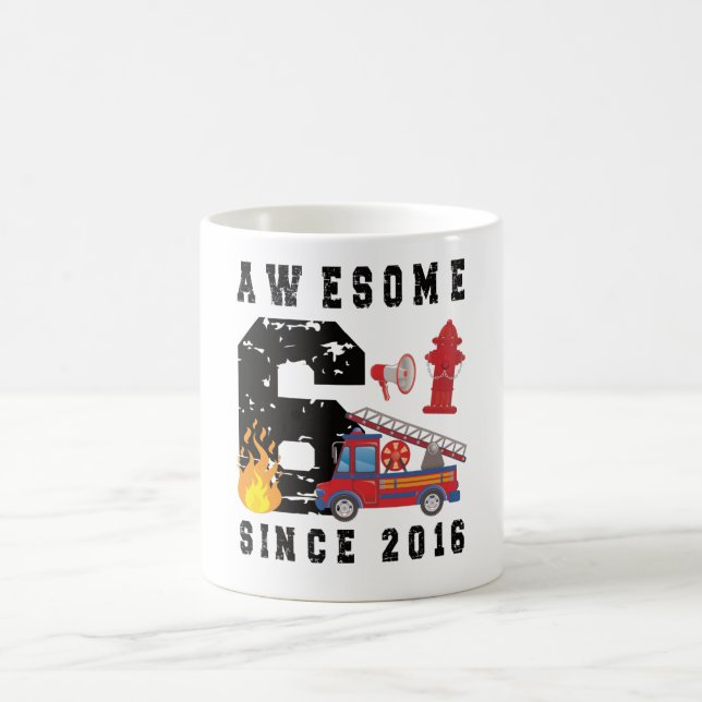 6th Birthday Gift Firefighter Boy Born in 2016 Kaffeetasse (Mittel)